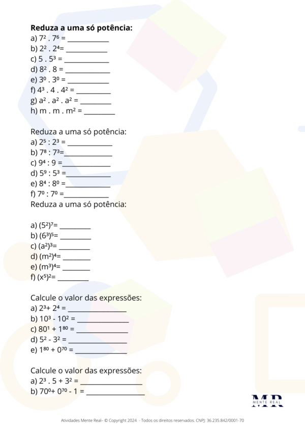 Atividades de Revisão Matemática Básica - Imagem 5