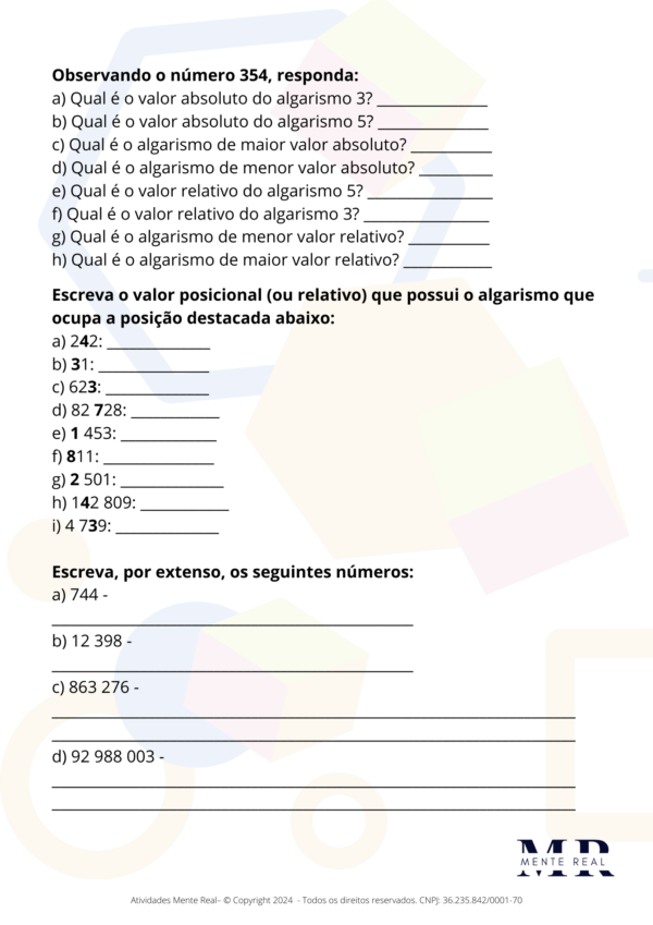 Atividades de Revisão Matemática Básica - Imagem 3