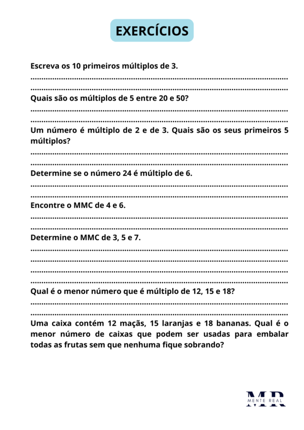 Caderno de matemática – MÚLTIPLO, M.M.C e M.D.C - Imagem 4
