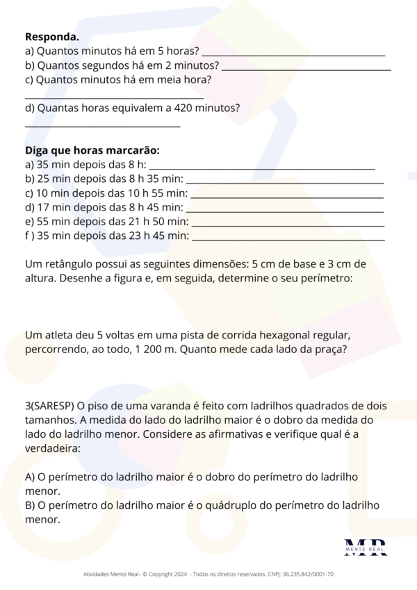Atividades de Revisão Matemática Básica - Imagem 4