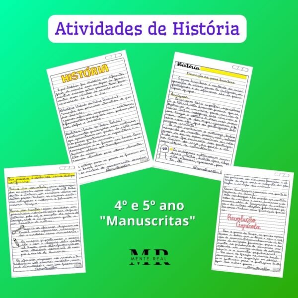 Atividades de História 4º e 5º ano "Manuscritas"
