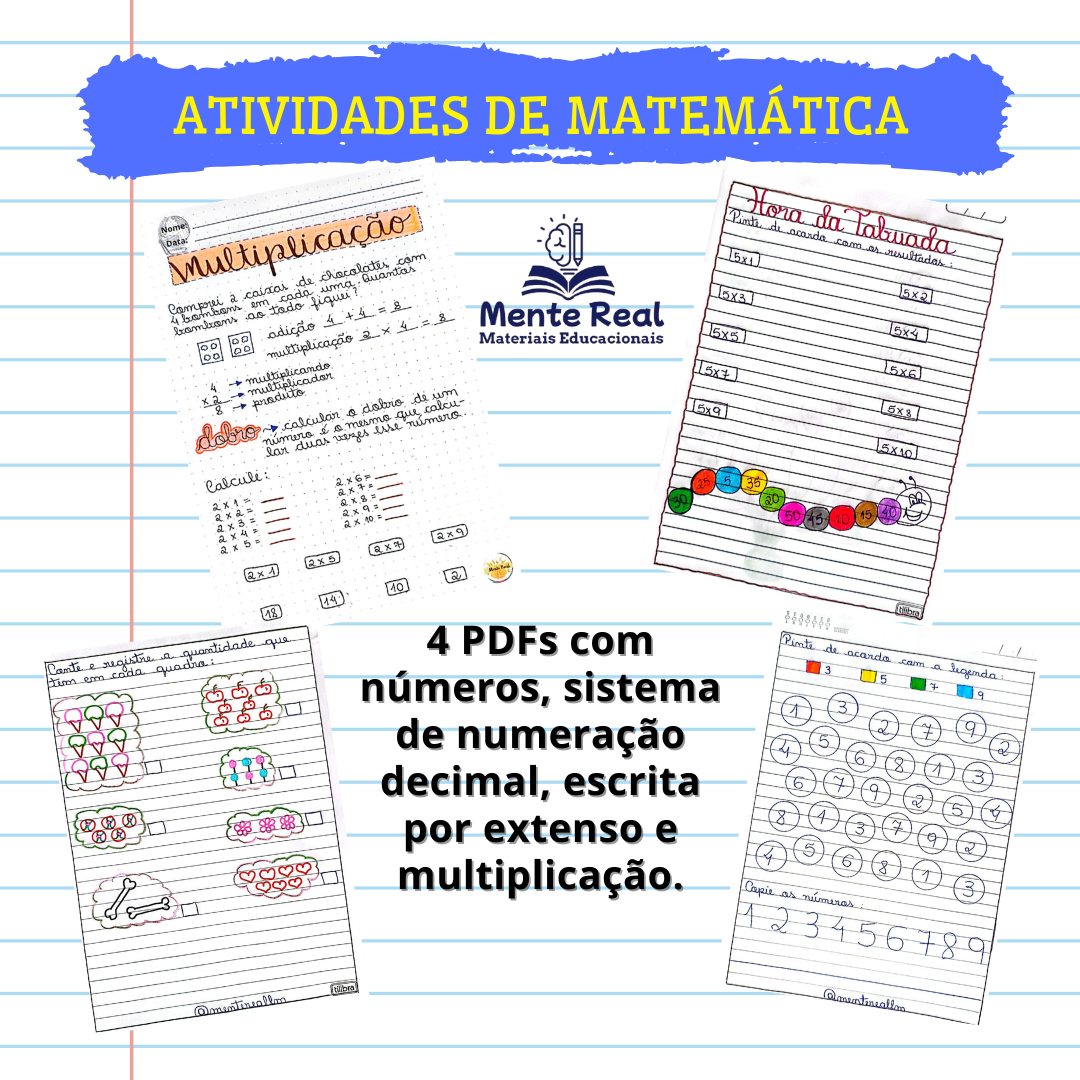 Atividades de Matemática para 1° e 2° ano produzidas à mão!