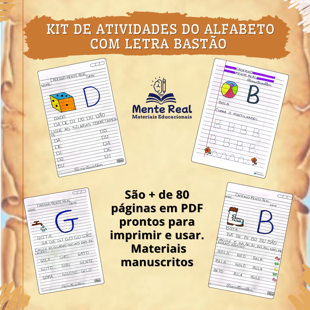 Kit de atividades do Alfabeto com LETRA BASTÃO