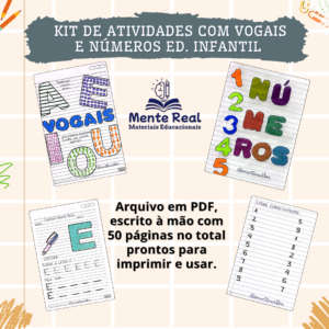 Kit de Atividades c/ VOGAIS e NÚMEROS ed. infantil