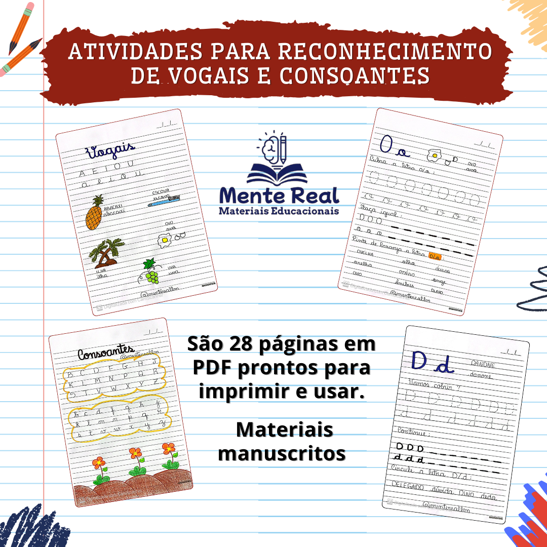 Atividades para Reconhecimento de VOGAIS E CONSOANTES