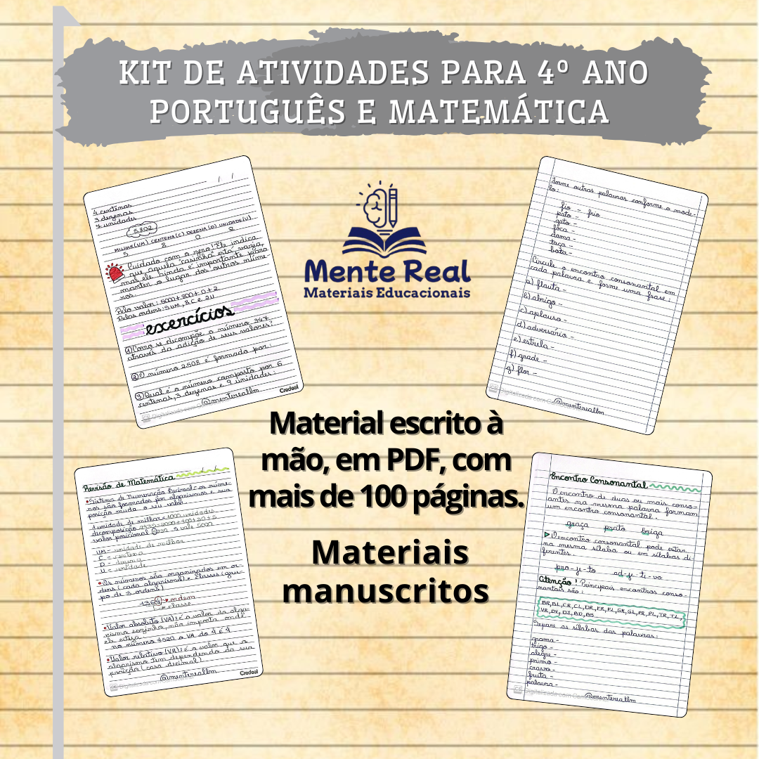 Kit de atividades para 4º ano - "Português e matemática"